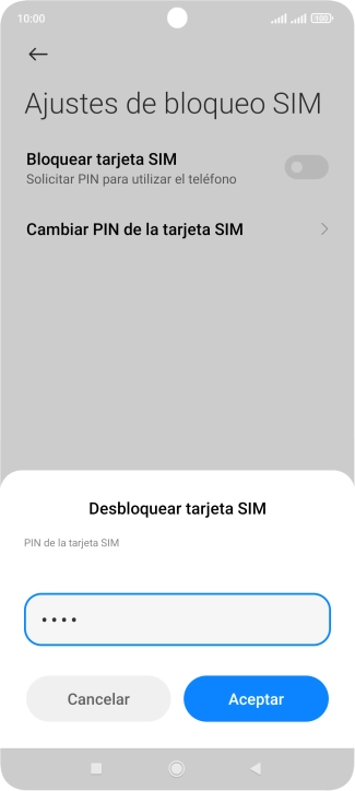 Introduce tu código PIN y pulsa Aceptar.