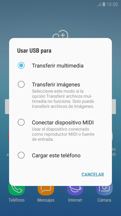Pulsa Transferir multimedia para activar la función.