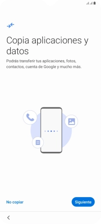 Puedes transferir el contenido de otro teléfono cuando activas tu teléfono por primera vez y cuando lo has restablecido. Cuando aparezca en la pantalla del teléfono esta imagen, ya está listo para la transmisión del contenido del otro teléfono.