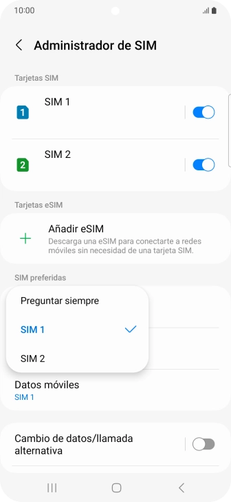 Pulsa el ajuste deseado.