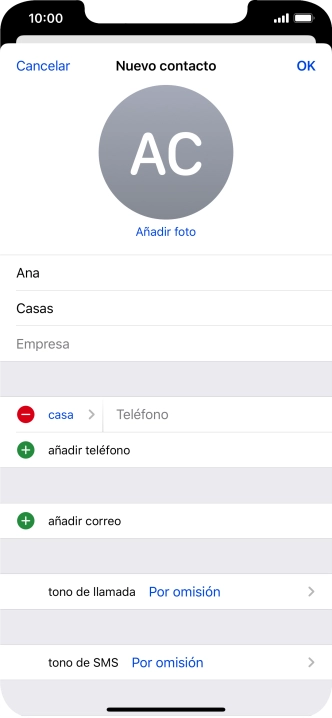 Pulsa Teléfono e introduce el número de teléfono deseado.