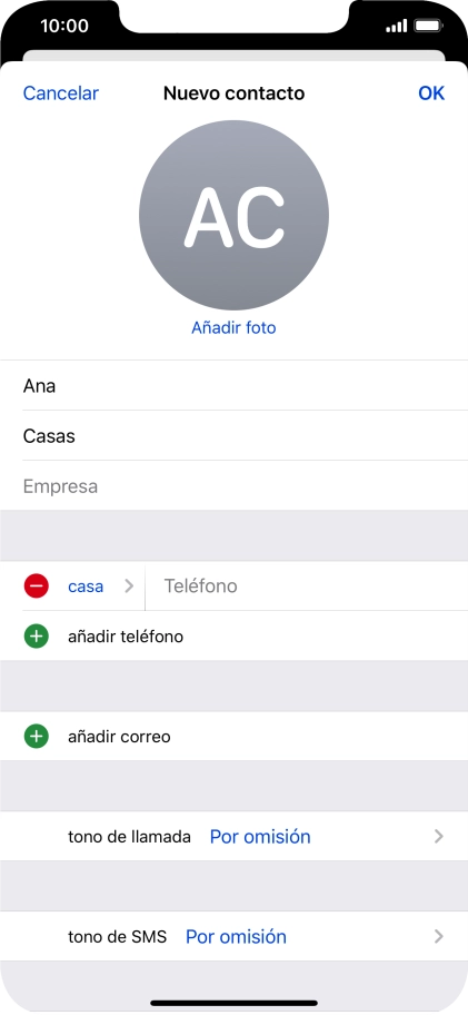 Pulsa Teléfono e introduce el número de teléfono deseado.