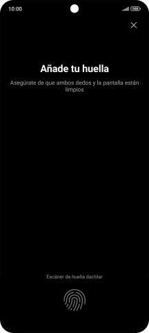 Sigue las indicaciones de la pantalla para crear una huella digital como código de seguridad.
