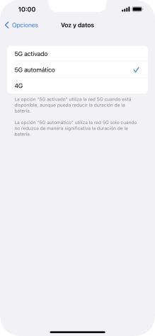Si deseas activar el uso preferente de 5G, pulsa 5G activado.