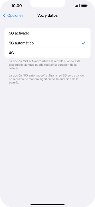 Si deseas activar el uso preferente de 5G, pulsa 5G activado.