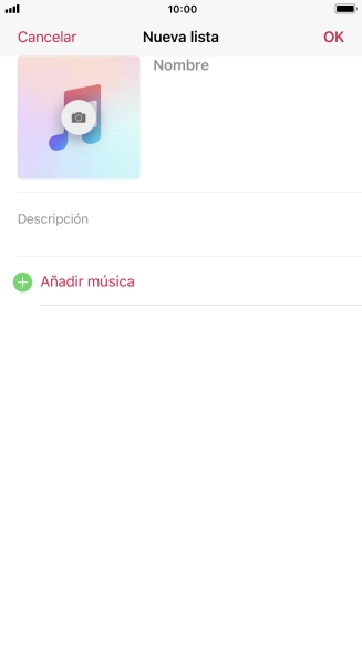 Pulsa en el campo de escritura e introduce el nombre de la lista de reproducción.