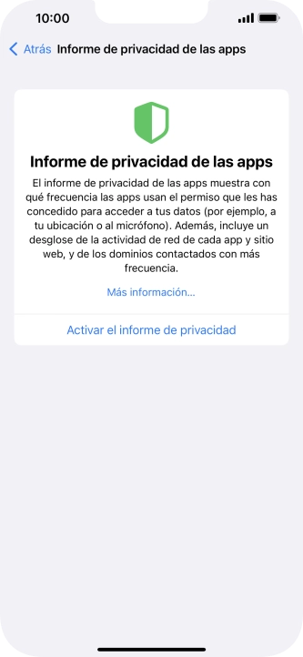 Pulsa Activar el informe de privacidad para activar la función.