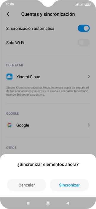 Si activas la función, pulsa Sincronizar.
