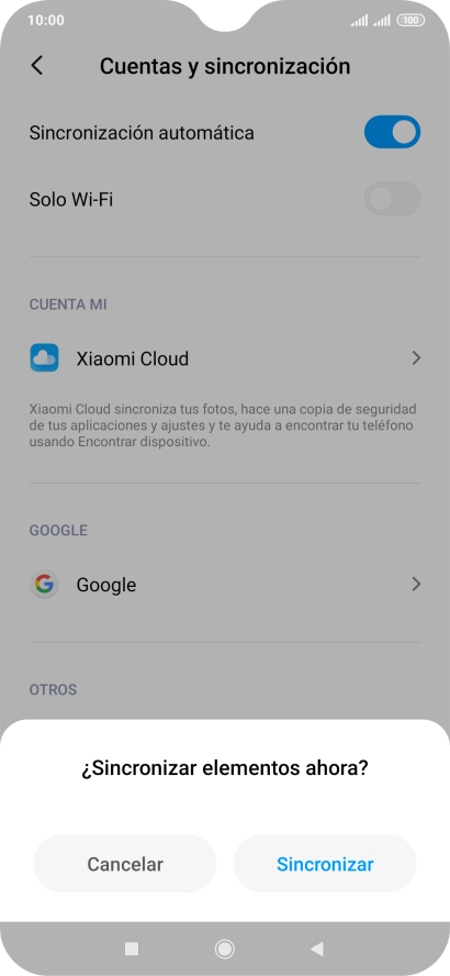 Si activas la función, pulsa Sincronizar.