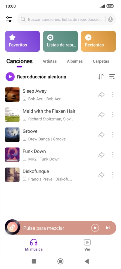 Pulsa el archivo de música deseado.