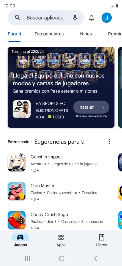 Pulsa en el campo de búsqueda.