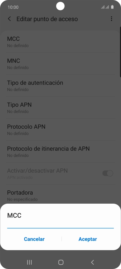 Introduce 214 y pulsa Aceptar.