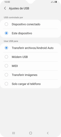 Pulsa Transferir archivos/Android Auto.