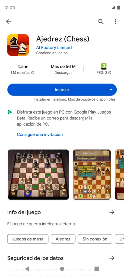 Pulsa Instalar y sigue las indicaciones de la pantalla para instalar la app.