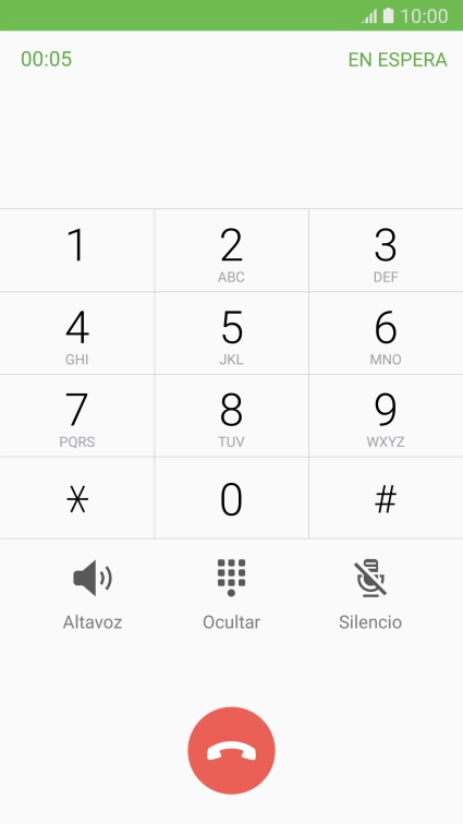 Pulsa el icono de finalizar llamada.
