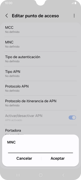 Introduce 01 y pulsa Aceptar.
