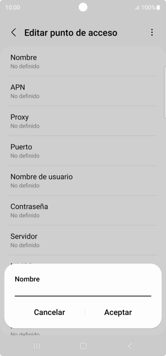 Introduce Vodafone Internet y pulsa Aceptar.