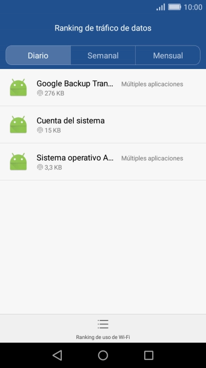 El consumo de datos por cada aplicación aparece bajo el nombre de la aplicación.