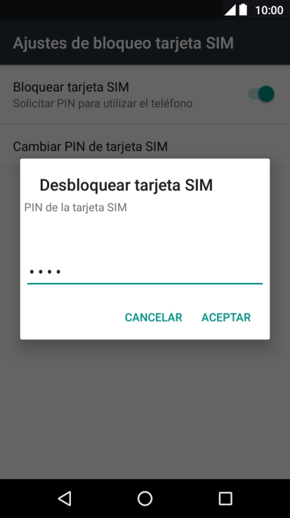 Introduce tu código PIN y pulsa ACEPTAR.