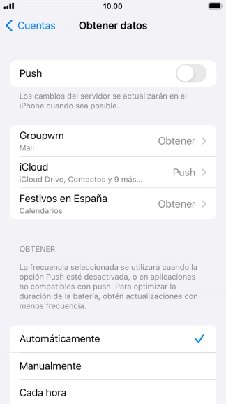 Si desactivas la función, pulsa el ajuste deseado.