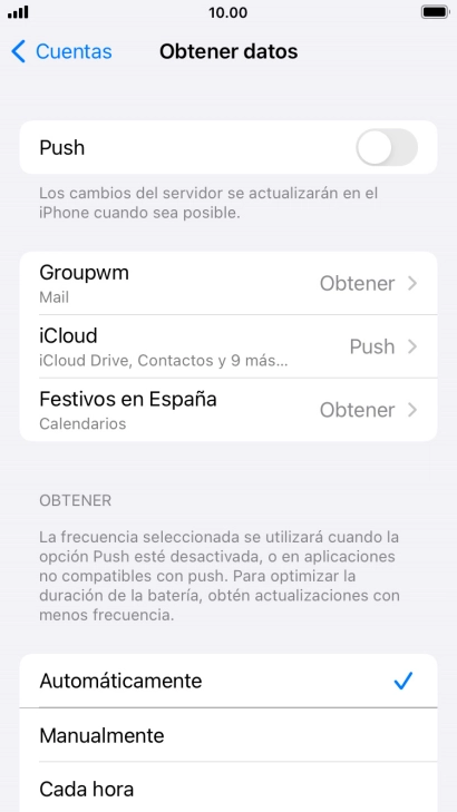 Si desactivas la función, pulsa el ajuste deseado.