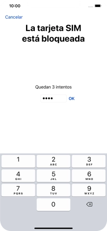 Si es necesario desbloquear la tarjeta SIM, introduce el código PIN y pulsa OK.