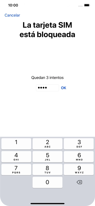 Si es necesario desbloquear la tarjeta SIM, introduce el código PIN y pulsa OK.