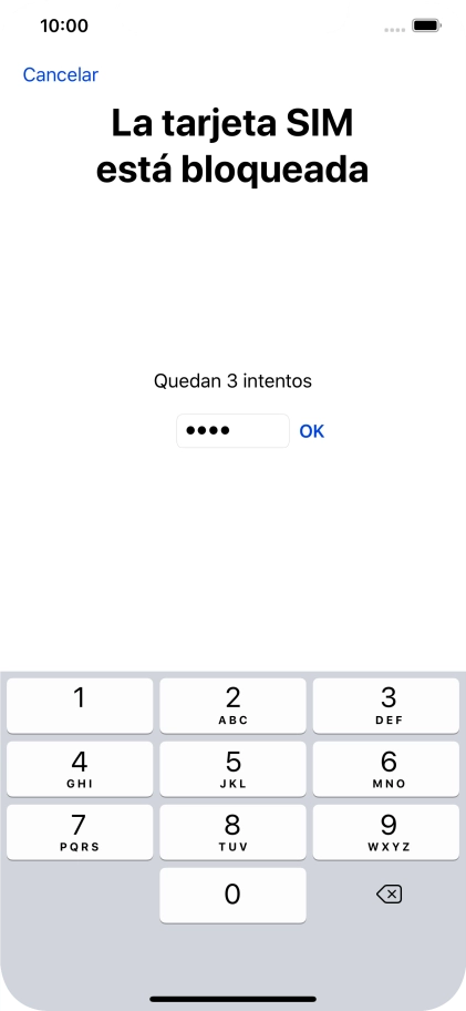 Si es necesario desbloquear la tarjeta SIM, introduce el código PIN y pulsa OK.