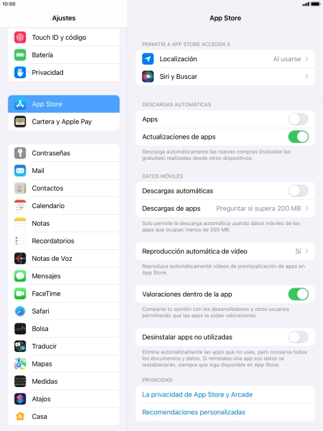 Pulsa el indicador junto a los tipos de contenido deseados para activar o desactivar la función.