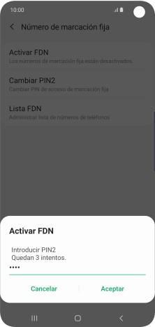 Introduce el código PIN2 y pulsa Aceptar.