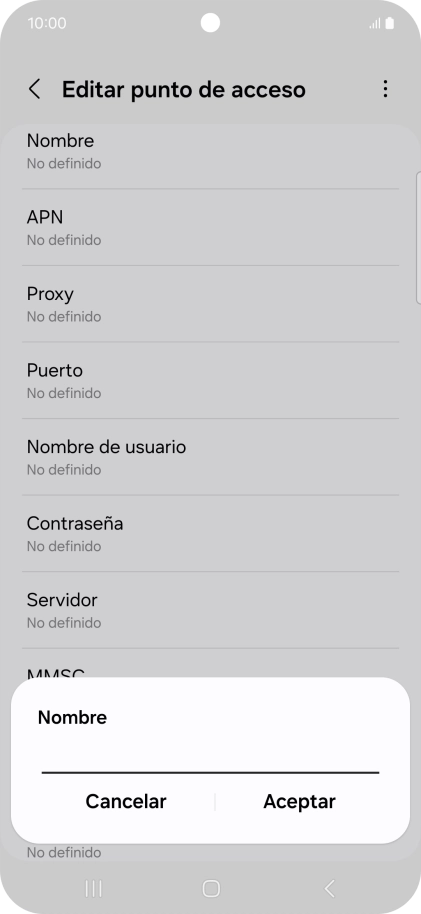Introduce Vodafone Internet y pulsa Aceptar.
