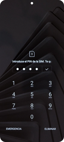 Si es necesario desbloquear la tarjeta SIM, introduce el código PIN y pulsa el icono de aceptar.