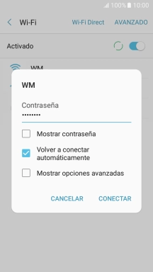 Introduce la contraseña de la red wifi y pulsa CONECTAR.