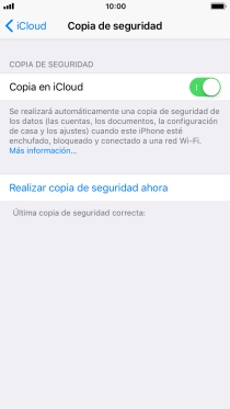 Pulsa Realizar copia de seguridad ahora y espera mientras se hace una copia de seguridad del contenido de la memoria del teléfono.