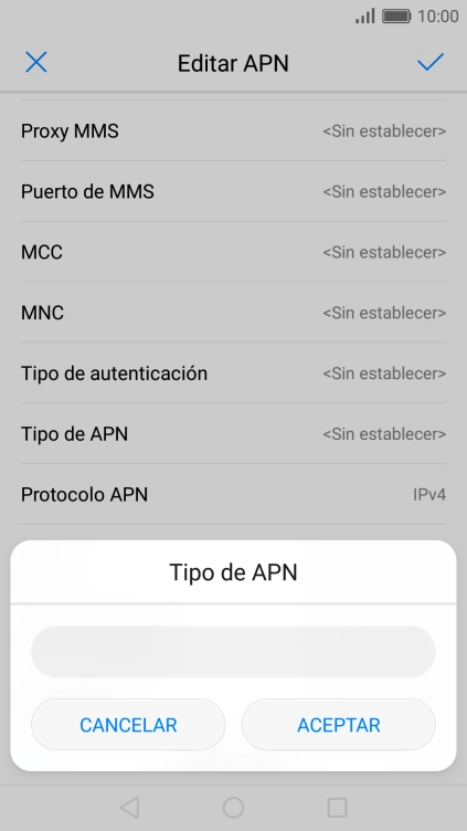 Introduce default y pulsa ACEPTAR.