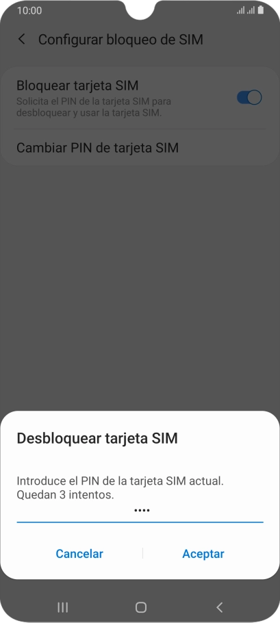 Introduce tu código PIN y pulsa Aceptar.