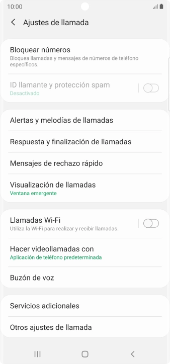 Pulsa Servicios adicionales.