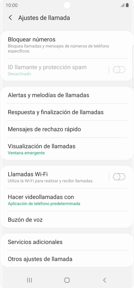 Pulsa Servicios adicionales.
