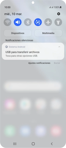 Pulsa Toca para otras opciones USB..