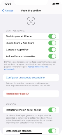 Pulsa  el indicador junto a los ajustes deseados para activarlos o desactivarlos.