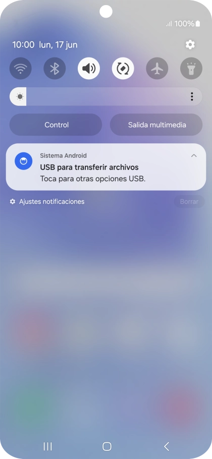 Pulsa Toca para otras opciones USB..