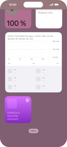 Pulsa el widget deseado hasta que aparezca un menú emergente en la pantalla.
