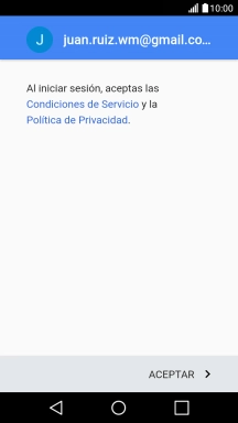 Pulsa ACEPTAR y sigue las indicaciones de la pantalla para seleccionar los ajustes de tu cuenta de Google.