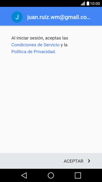 Pulsa ACEPTAR y sigue las indicaciones de la pantalla para seleccionar los ajustes de tu cuenta de Google.