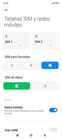 Pulsa el nombre de la otra tarjeta SIM.