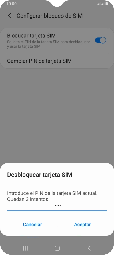 Introduce tu código PIN y pulsa Aceptar.