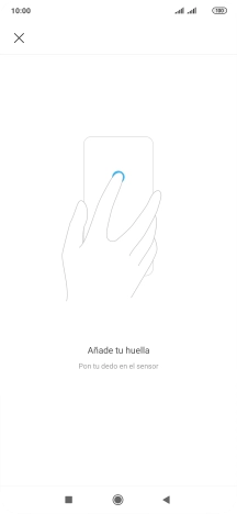 Sigue las indicaciones de la pantalla para crear una huella digital como código de seguridad.