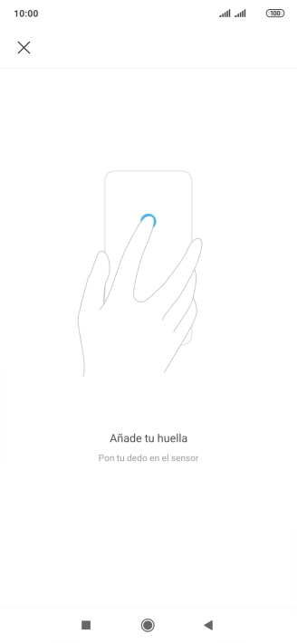 Sigue las indicaciones de la pantalla para crear una huella digital como código de seguridad.