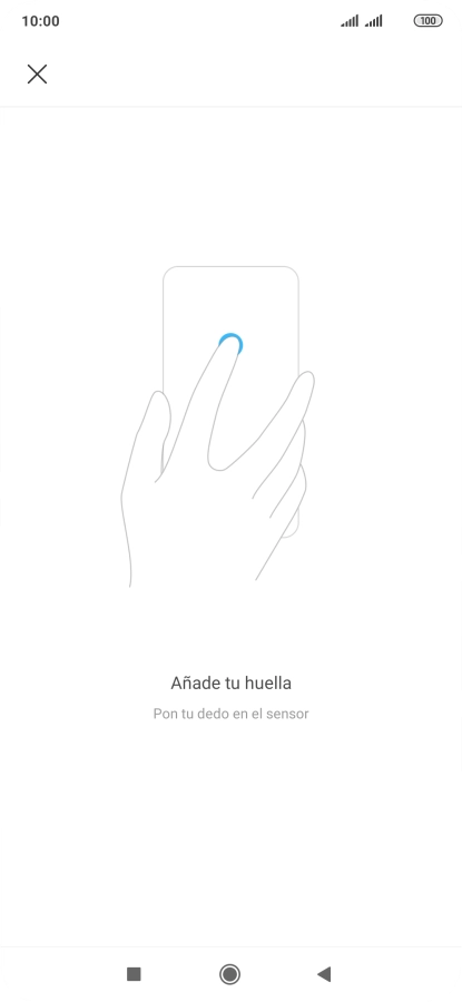 Sigue las indicaciones de la pantalla para crear una huella digital como código de seguridad.