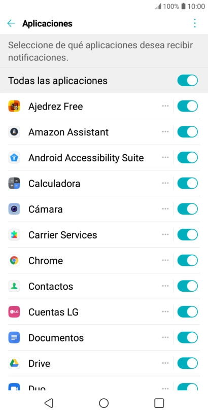 Pulsa el indicador junto a la app deseada para activar o desactivar la función.